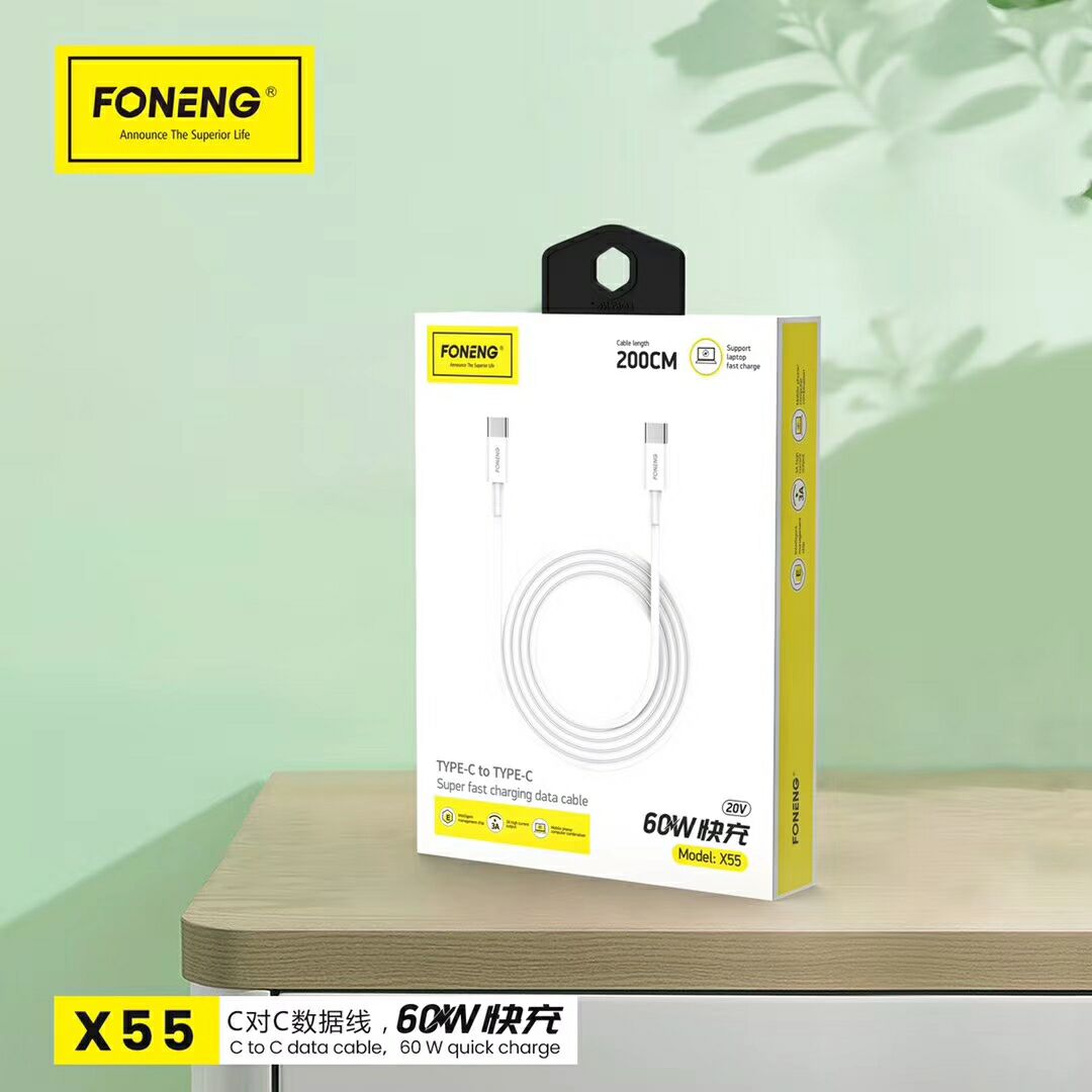FONENG X55 2M TYPE-C TO TYPE C 60W DATA CABEL